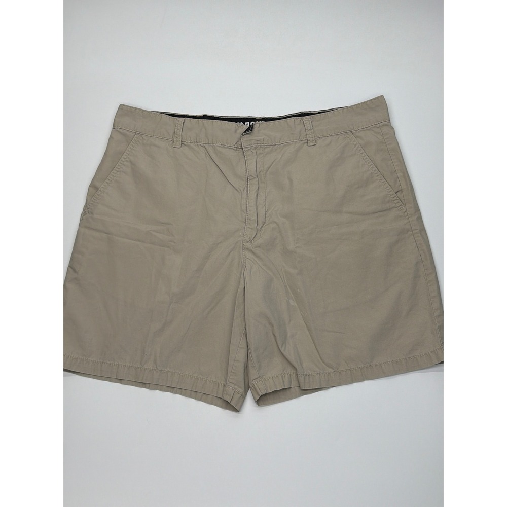 Route 66 Mens Tan Khaki Cotton Twill Flat Front Chino Shorts Size 36